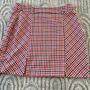 Bershka Red and Blue A-Line Mini Skirt